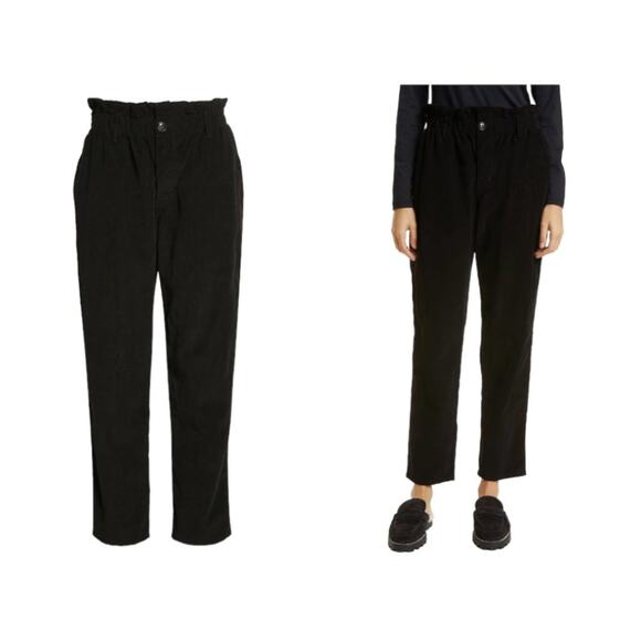 Xirena Theo Cotton Twill Paper Bag Ankle Pants Black Size Small NWT
